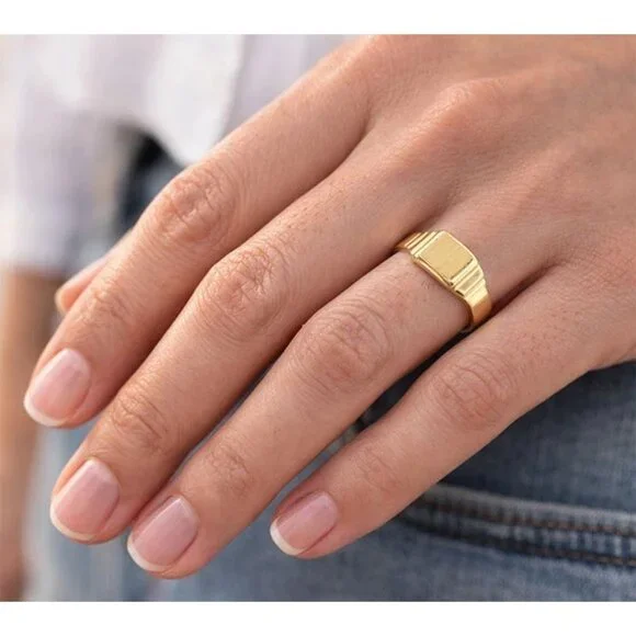 Signet Baby Ring Solid 10k Yellow Gold